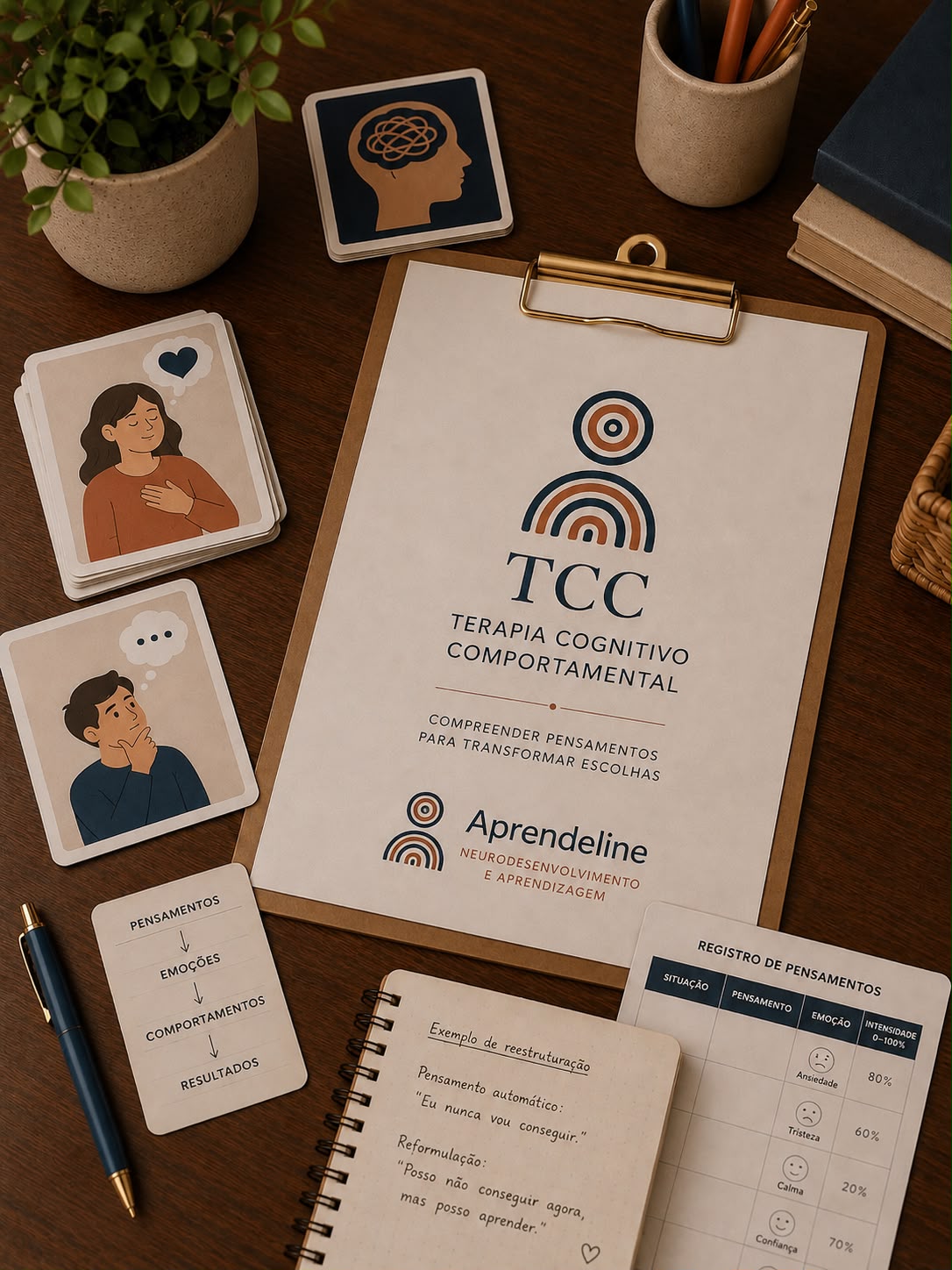 Material de Terapia Cognitivo-Comportamental (TCC) da Aprendeline